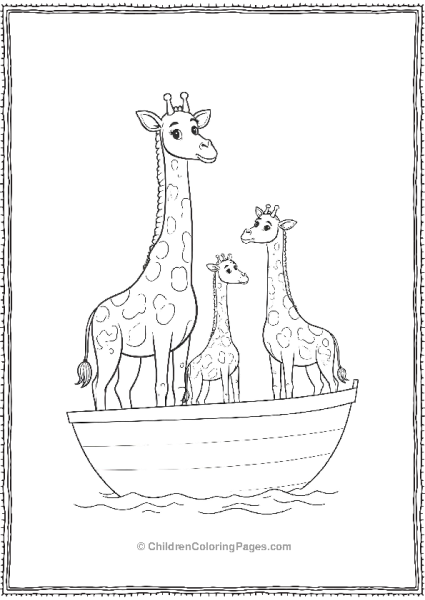 Noah’s Ark Giraffe Family In A Boat Free PDF Printable