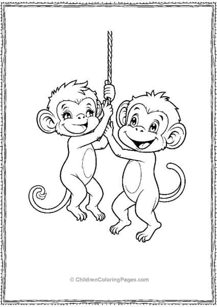 Noah’s Ark Monkeys Hanging From Rope Free PDF Printable