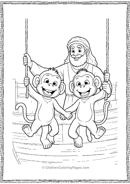 Noah’s Ark Monkeys Swinging From Rope Free PDF Printable