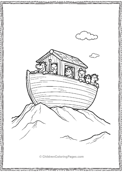 Noah’s Ark On Mountaintop With Animals Free PDF Printable