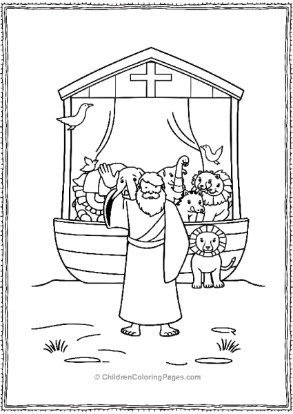 Noah’s Ark With Animals And Noah Free PDF Printable