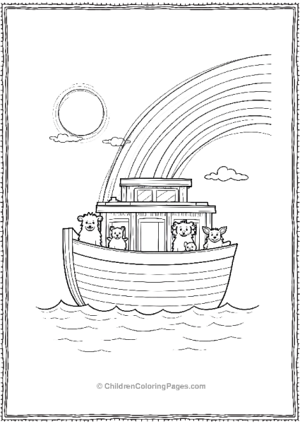 Noah’s Ark With Animals Under A Rainbow Free PDF Printable