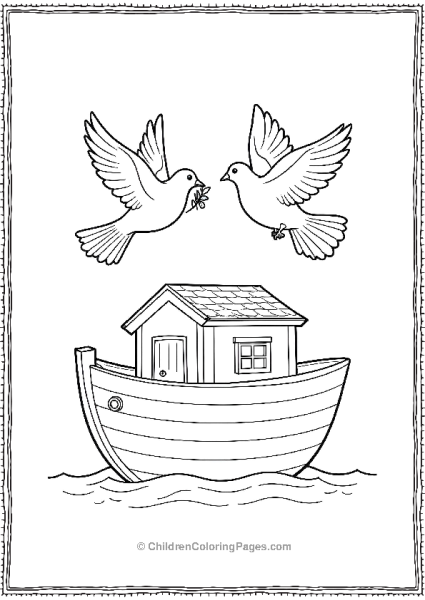 Noah’s Ark With Doves And Olive Branch Free PDF Printable