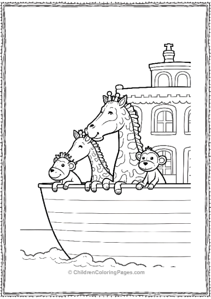 Noah’s Ark With Giraffes And A Monkey On Deck Free PDF Printable