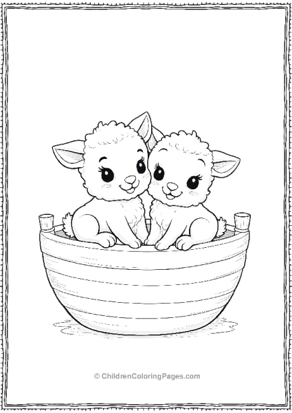 Noah’s Ark With Two Cute Baby Animals In It Free PDF Printable