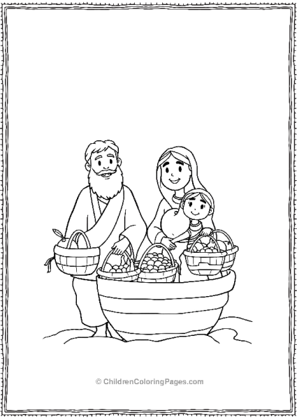 Noah’s Family Gathering Food In A Boat Free PDF Printable