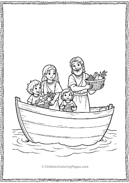 Noah’s Family In A Boat Free PDF Printable