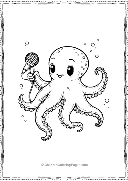 Octopus Holding A Microphone Free PDF Printable