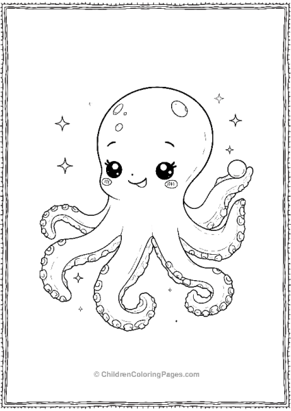 Octopus Holding A Small Pearl Free PDF Printable