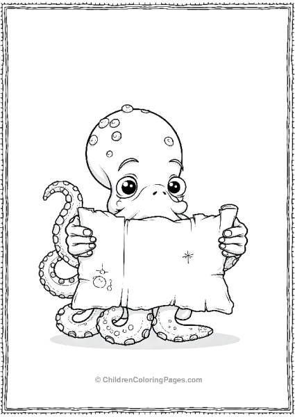 Octopus Holding A Treasure Map Free PDF Printable