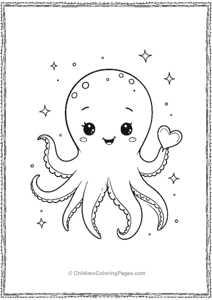 Octopus Holding Small Heart Free PDF Printable