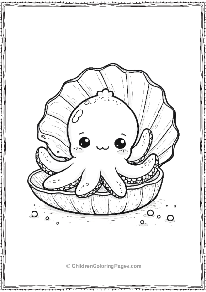 Octopus Peeking Out From A Seashell Free PDF Printable