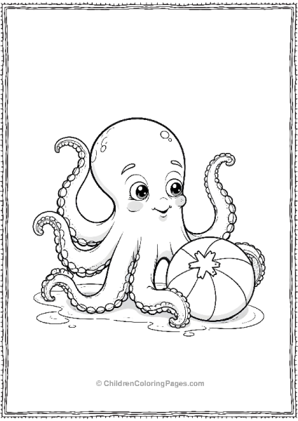 Octopus Playing With Beachball Free PDF Printable