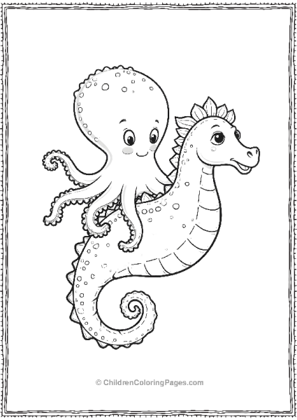 Octopus Riding A Seahorse Free PDF Printable