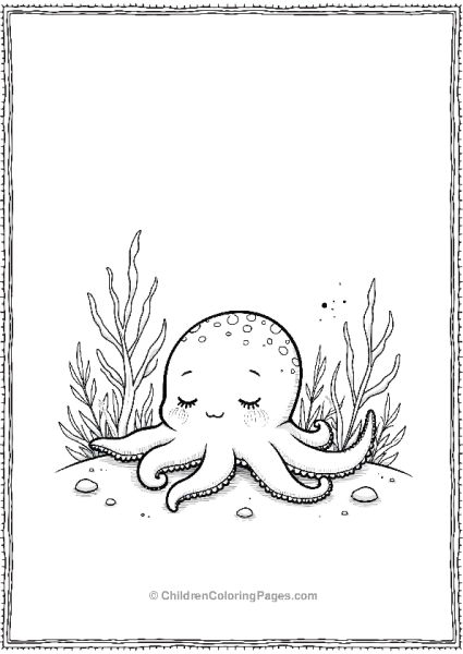 Octopus Sleeping On Seaweed Free PDF Printable