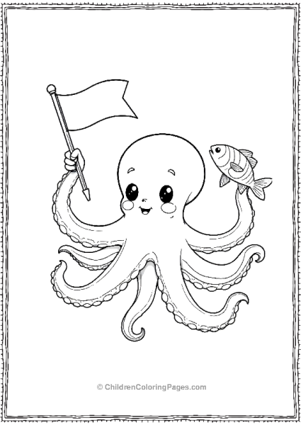 Octopus Waving A Tiny Flag Free PDF Printable