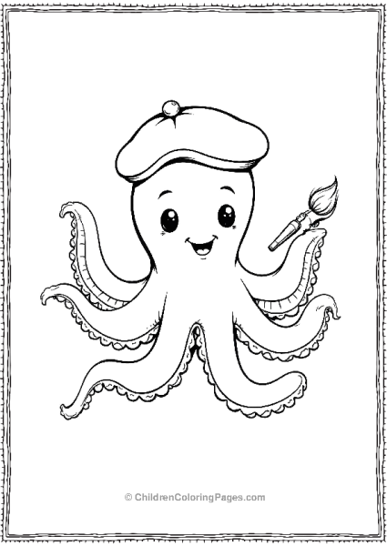 Octopus Wearing A Beret Free PDF Printable