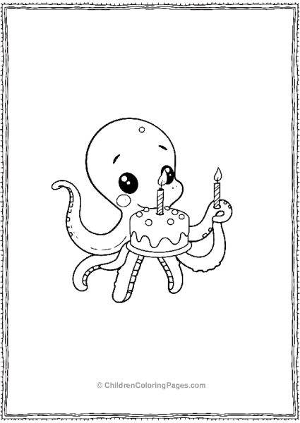 Octopus With Birthday Cake Free PDF Printable