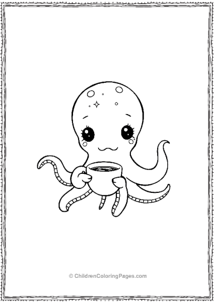 Octopus With Cup Of Tea Free PDF Printable