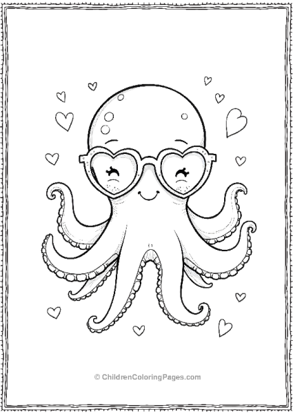 Octopus With Heart Glasses Free PDF Printable