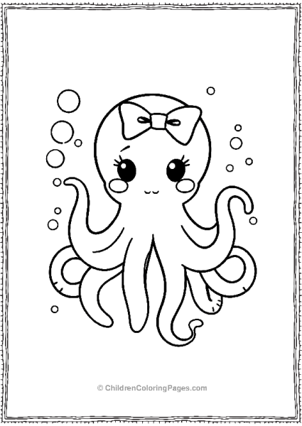 Octopus With Little Bow On Its Head Free PDF Printable