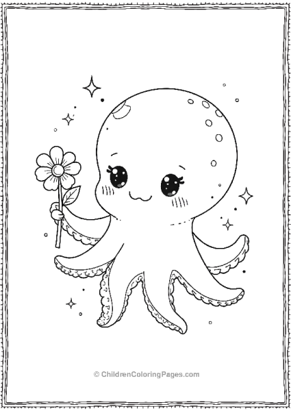 Octopus With Small Flower Free PDF Printable