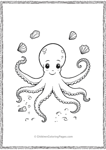 Octopus With Small Seashells Free PDF Printable