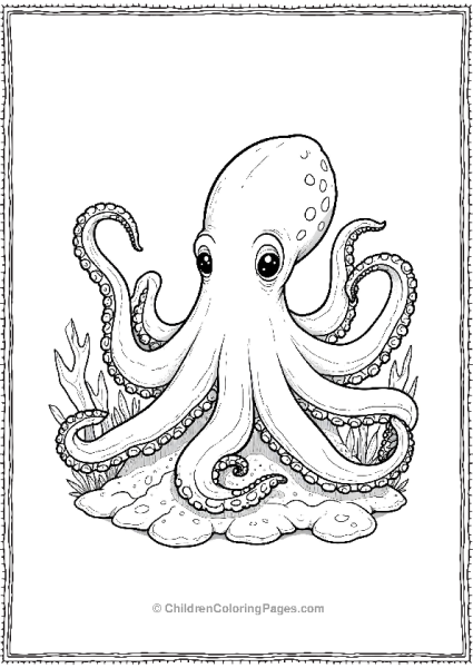 Octopus With Tentacles Interwined In A Seaweed Free PDF Printable