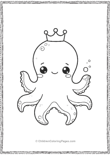 Octopus With Tiny Crown Blushing Free PDF Printable