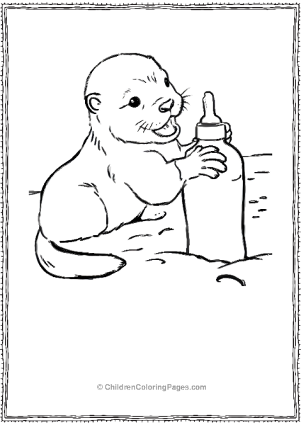 Otter Drinking From Bottle Free PDF Printable