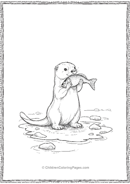 Otter Eating Fish Free PDF Printable