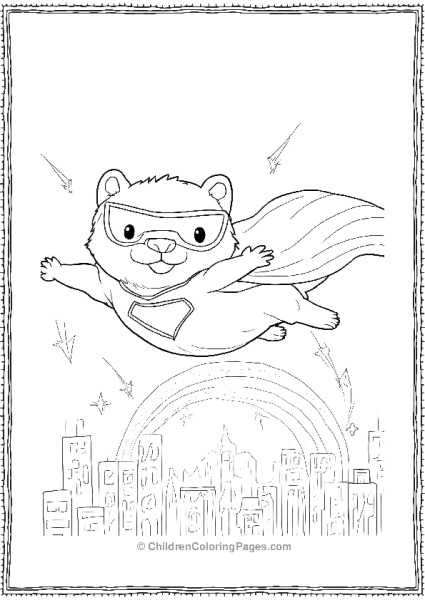 Otter Flying Over A City Free PDF Printable