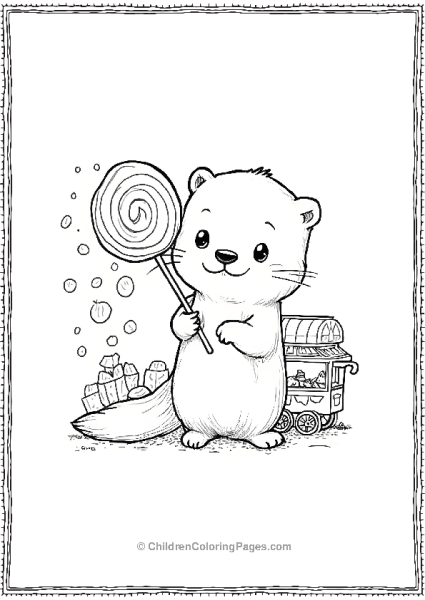 Otter Holding A Giant Lollipop Free PDF Printable