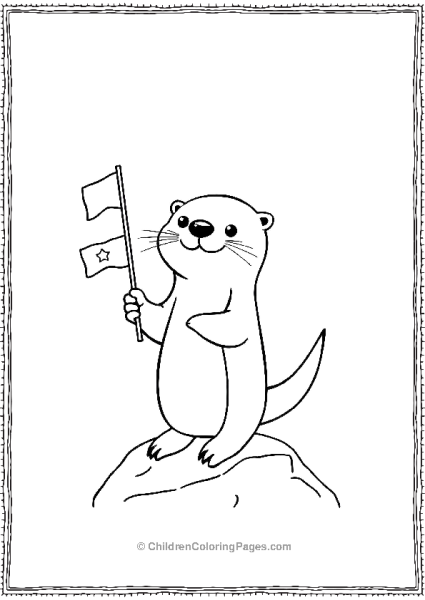 Otter Holding A Tiny Flag Free PDF Printable