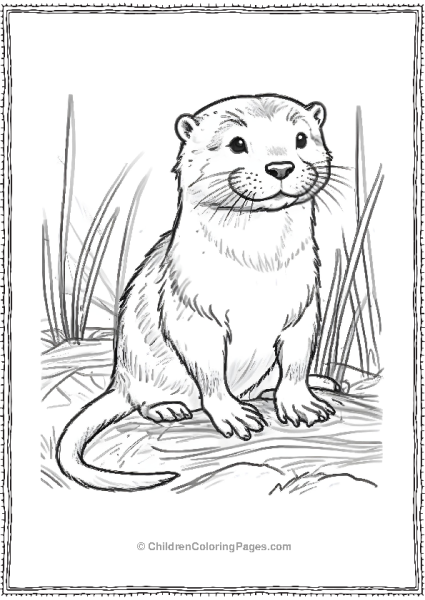 Otter Sitting In Grass Free PDF Printable