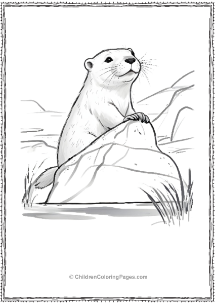 Otter Sitting On A Rock  Free PDF Printable