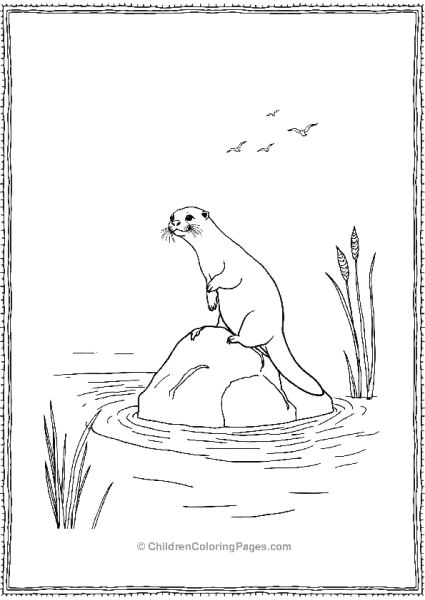 Otter Sitting On A Rock Free PDF Printable