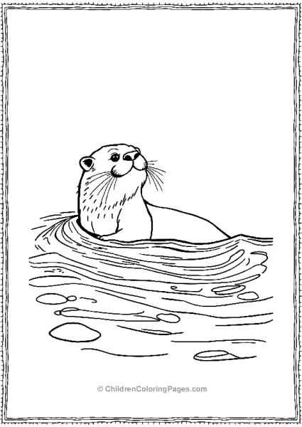 Otter Swimming In River Free PDF Printable