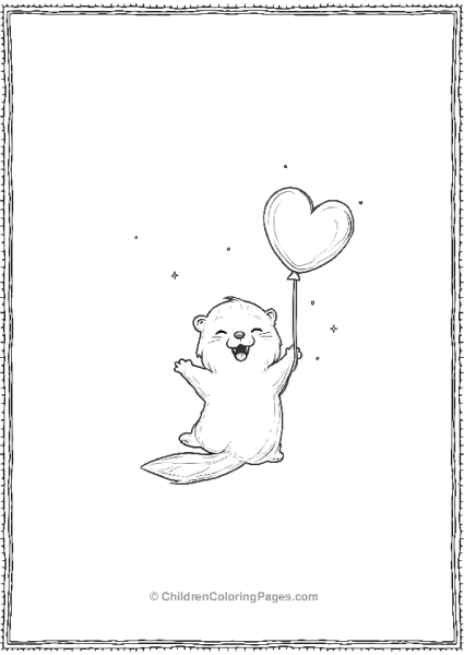 Otter With Baloon Smiling Free PDF Printable