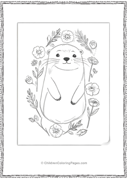 Otter With Floral Wreath Free PDF Printable