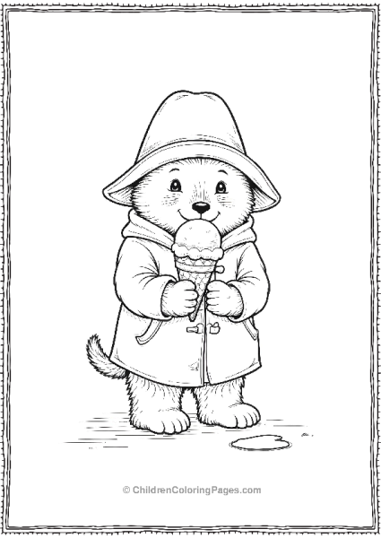 Paddington Enjoying Icecream Free PDF Printable