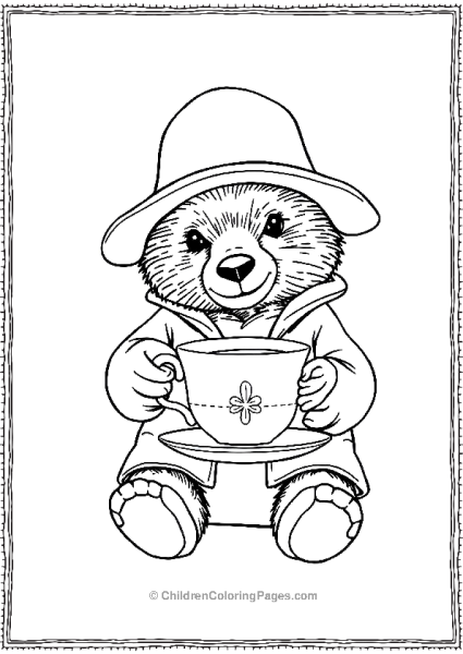 Paddington Having Tea With Big Teacup Free PDF Printable