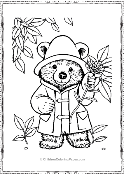 Paddington Holding A Flower In Paw Free PDF Printable