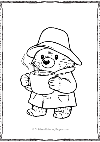 Paddington Holding A Hot Cocoa Cup Free PDF Printable