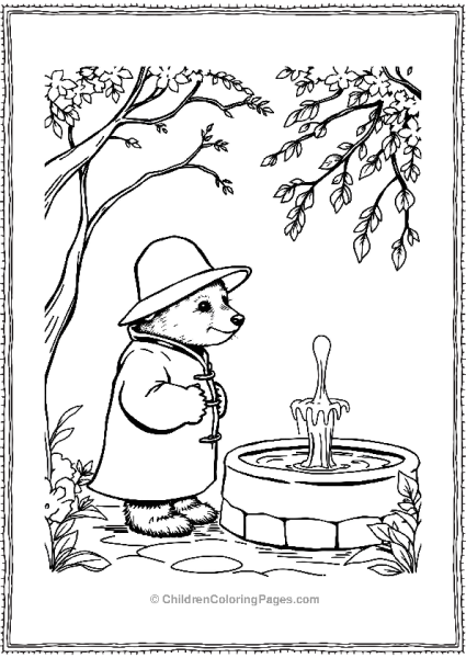 Paddington Looking At A Small Fountain Free PDF Printable