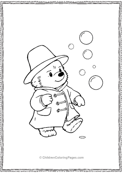 Paddington Playing With Bubbles Floating Around Free PDF Printable