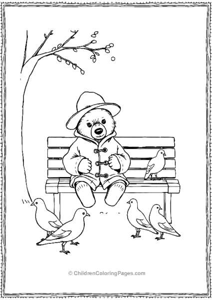 Paddington Sitting On Bench Free PDF Printable