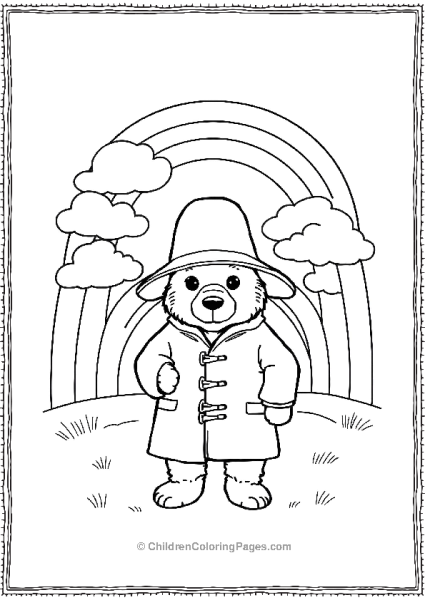 Paddington Standind Infront Of Rainbow Free PDF Printable