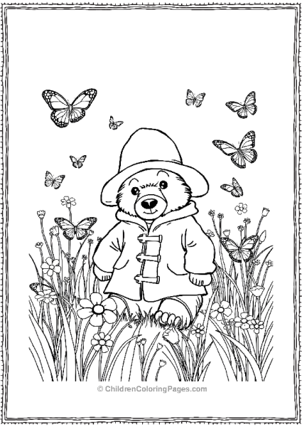 Paddington Surrrounded By Butterflies Free PDF Printable