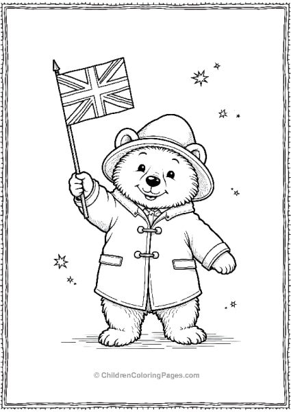 Paddington Waving British Flag Free PDF Printable